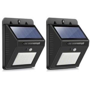 25 LED Solar Powered LED Wall Light with PIR + CDS Night sensor Pack 2