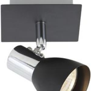 Bright Star Lighting - Single Black and Chrome Spotlight On Square Base