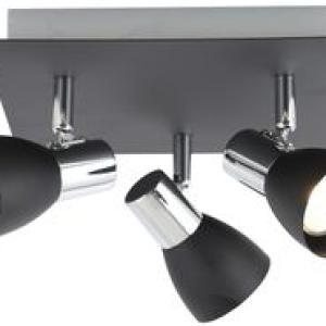 Bright Star Lighting - Three Black and Chrome Spotlight On Square Base