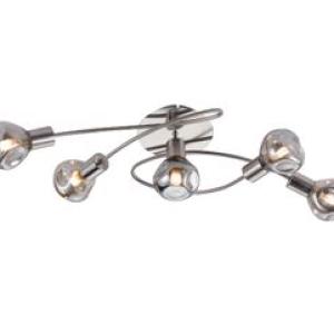 Satin Chrome Ceiling Fitting with Smoke Glass