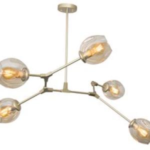 Gold Ceiling Fitting with Champagne Colour Glass