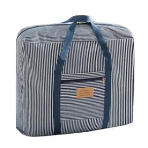 Foldable Travel Duffel - Hand Carry Bag - Blue Strips
