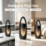 Bladeless Tower Fan with Humidifier, LED Light & Touch Display - Black
