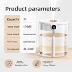 2L Dual-Nozzle Ultrasonic Humidifier Powered By USB