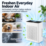 Desktop Air Purifier with Negative Ion, UV Light & Composite Filter - White