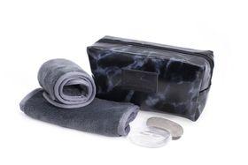 Wonder Towel Black Marble Luxury Cosmetic Bag Collection - Grey