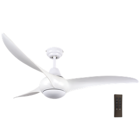Glossy White or Wood Finish Ceiling Fan with Remote and Timer