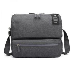 Multi-Compartment Travel Carry Bag with Shoulder Strap - Black