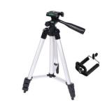 110cm Portable Aluminium Travel Tripod with Phone Mount Adapter - Silver