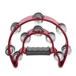 BK Red Double Row Halfmoon Tambourine - 20 Jingles