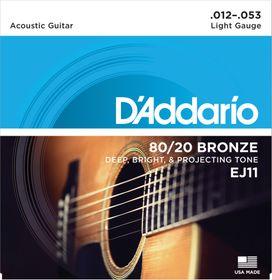 D'Addario EJ11 80/20 Bronze Round Wound Acoustic Guitar Strings 012-053