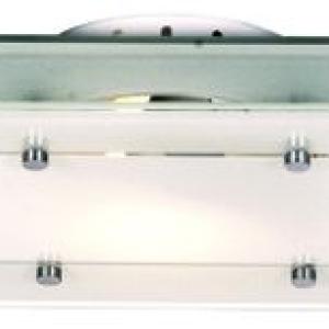 Mirror and Frosted Glass Ceiling Fitting with Polished Chrome Clips