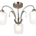 3 Light Satin Chrome Chandelier with Clear and Frosted Glasses