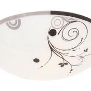 Floral Patterned Glass Ceiling Fitting with Chrome Clips