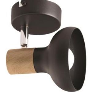 Black Metal with Wood Finish and Polished Chrome Spotlight