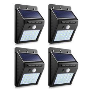 LMA- Set of 4 PIP Motion + CDS Night Sensor Solar LED Wall Light