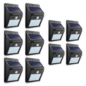 Set of 10 PIP Motion + CDS Night Sensor Solar LED Wall Light