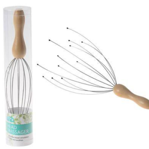 Head & Scalp Massager with Wooden Handle