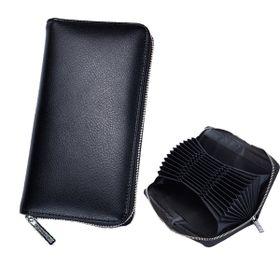 Leather RFID Blocking Credit Card Wallet - Black