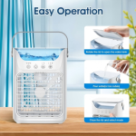 Generic Portable USB Air Cooler Fan with Humidifier & LED Light, 3 Speeds