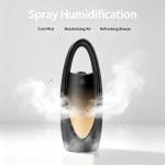 Bladeless Tower Fan with Humidifier, LED Light & Touch Display - Black