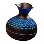 Flower Shape USB Humidifier 300ml 7 Color Lights Wood Grain Dark