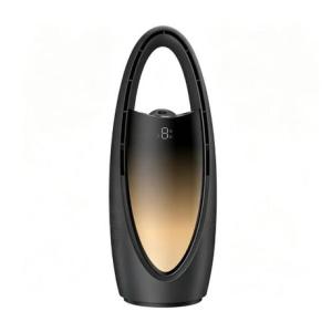 Bladeless Tower Fan with Humidifier, LED Light & Touch Display - Black