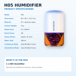USB Humidifier with Water Tank, Dual Mist Modes and Colour Night Light