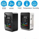 5 in 1 Air Quality Monitor, CO2 HCHO TVOC Temperature Humidity Detector