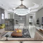 Retractable Blade Ceiling Fan Remote with 3 Tier Crystal Light