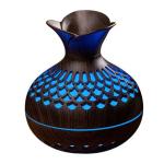 Flower Shape USB Humidifier 300ml 7 Color Lights Wood Grain Dark
