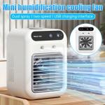 Portable small air conditioning fan, USB powered cooling and humidification