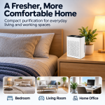 Desktop Air Purifier with Negative Ion, UV Light & Composite Filter - White