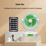 7" Rechargeable Solar Desk Fan Kit with LED Light