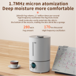 Humidifier 4L Ultrasonic Cool Mist Top Fill Quiet for Bedroom Office White