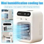 Portable small air conditioning fan, USB powered cooling and humidification