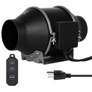 4 Inch Quiet Inline Duct Fan 214 CFM with 10-Speed Controller