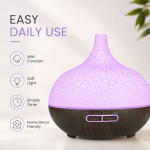 Wood Grain Aroma Diffuser and Mist Humidifier with Ambient Light