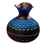 Flower Shape USB Humidifier 300ml 7 Color Lights Wood Grain Dark