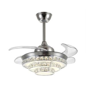Retractable Blade Ceiling Fan Remote with 3 Tier Crystal Light