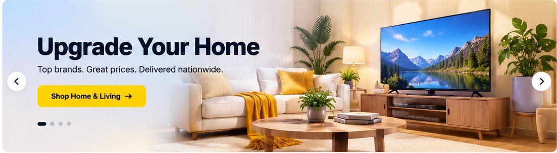 Bright living room with a TV, sofa and coffee table